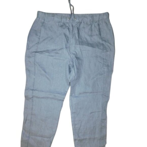 Ellen Tracy Size L Large Gray Linen Drawstring Pants NWT $79 - Picture 2 of 2